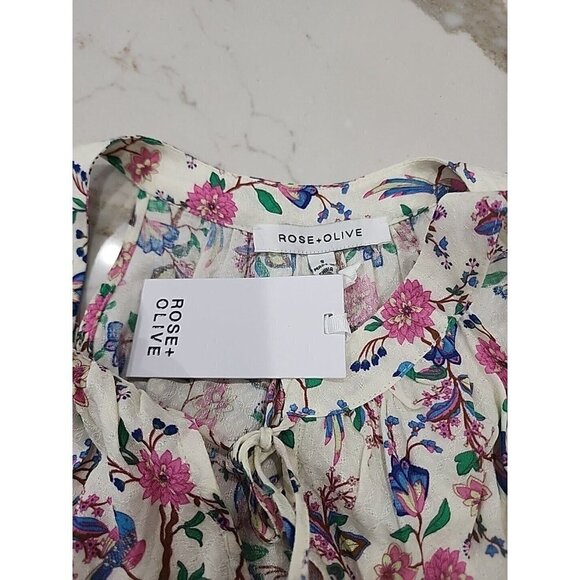 Rose & Olive Womens Sleeveless Cream Floral Sleeveless Blouse Top Small NWT - Picture 6 of 8